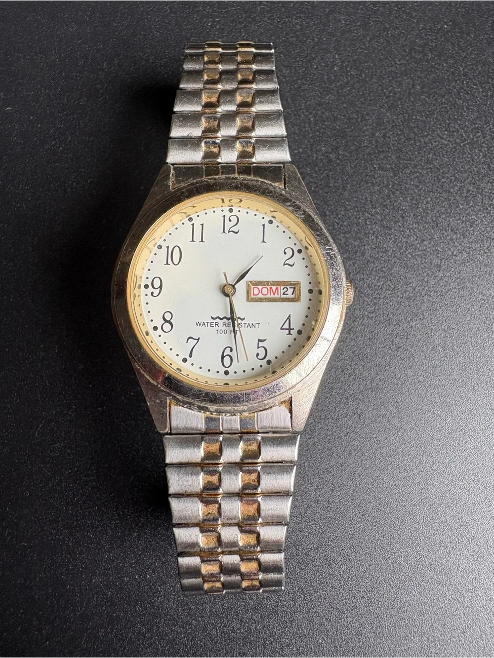Two-Tone Men's Dress Watch with Date - White Dial